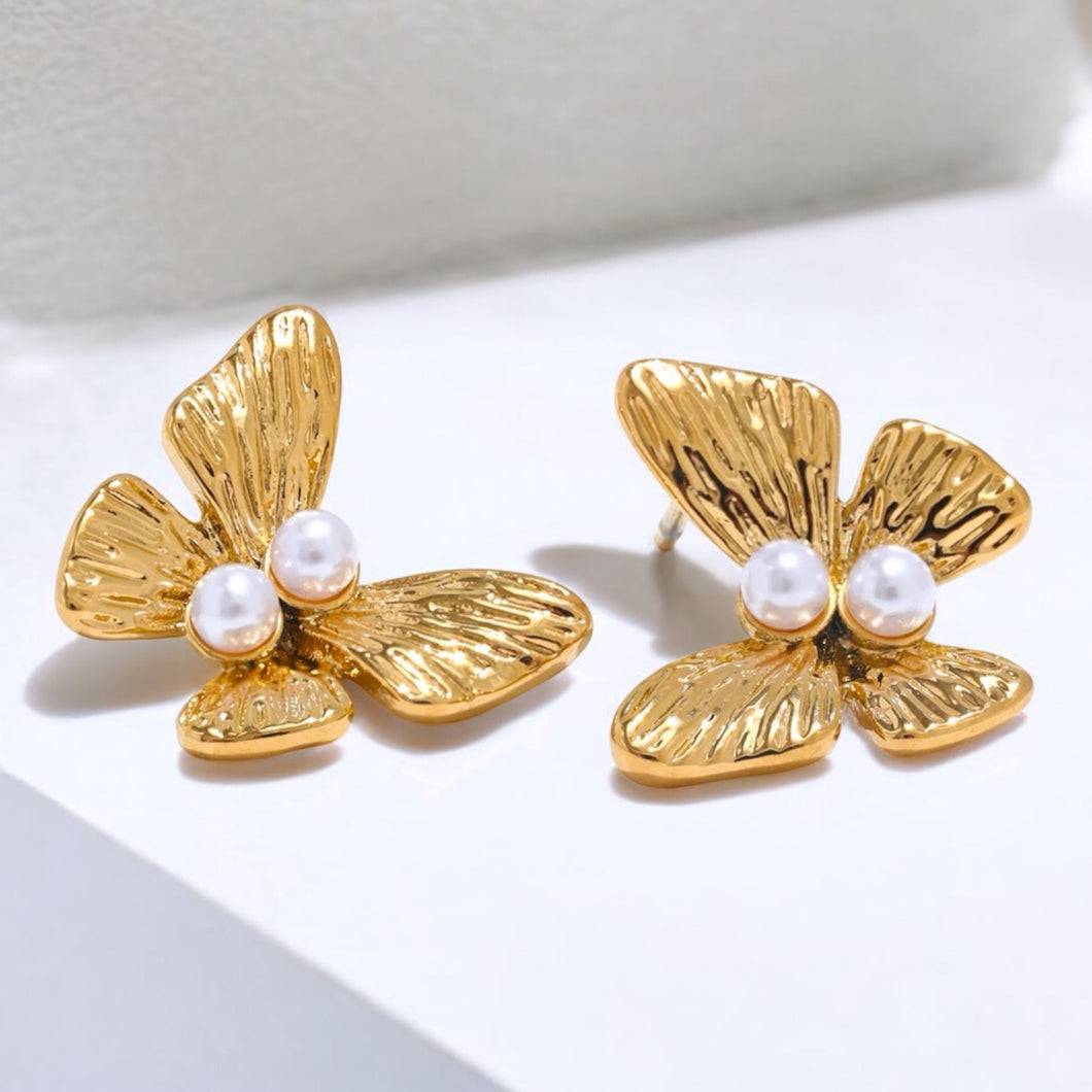 STUDS MARIPOSAS PERLAS