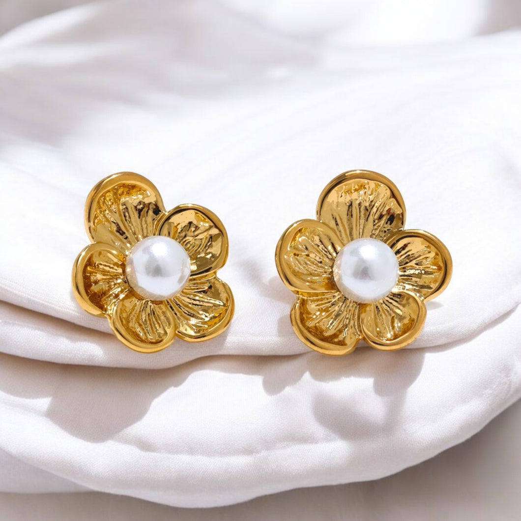 STUDS FLORES PERLAS