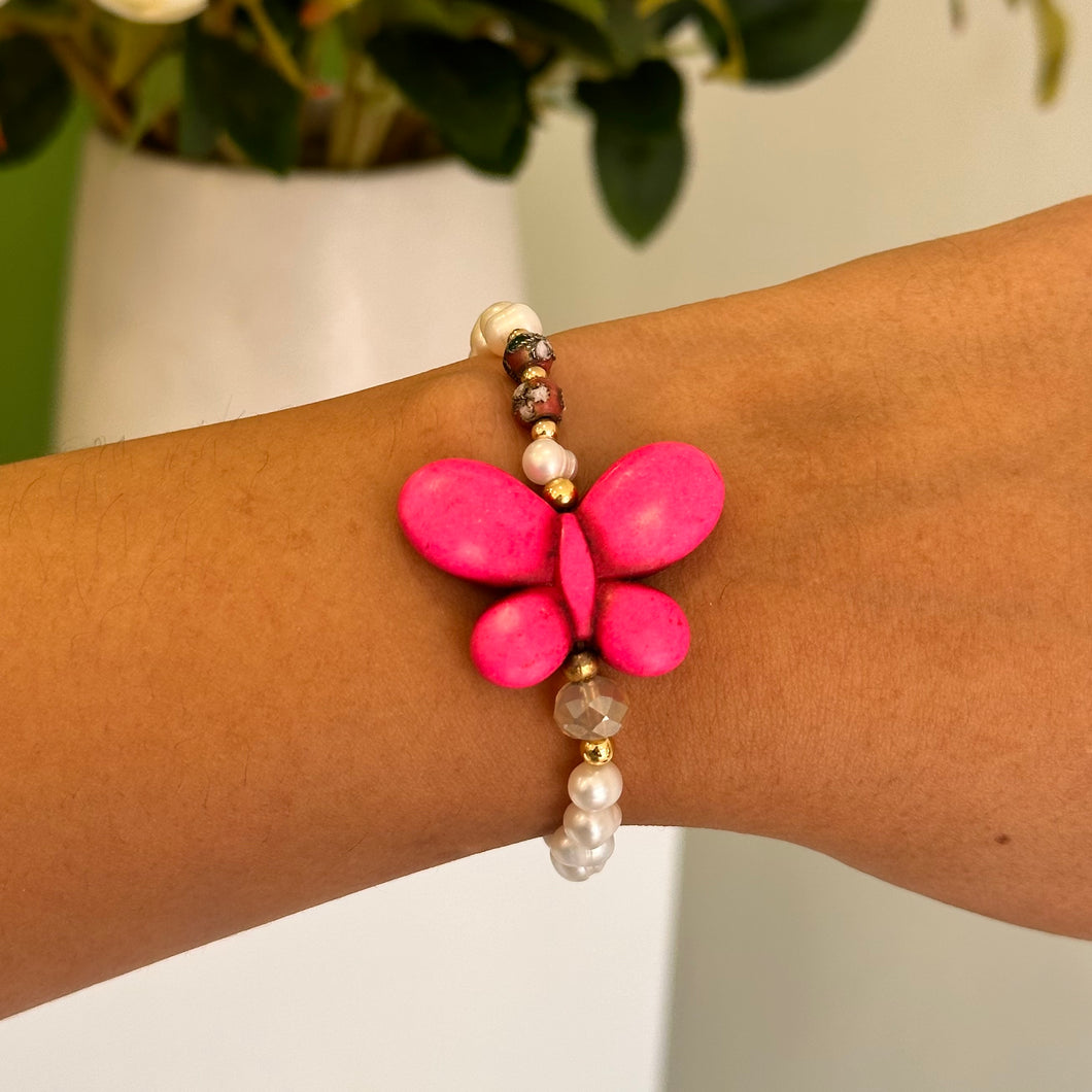 PULSERA MARIPOSA ROSA