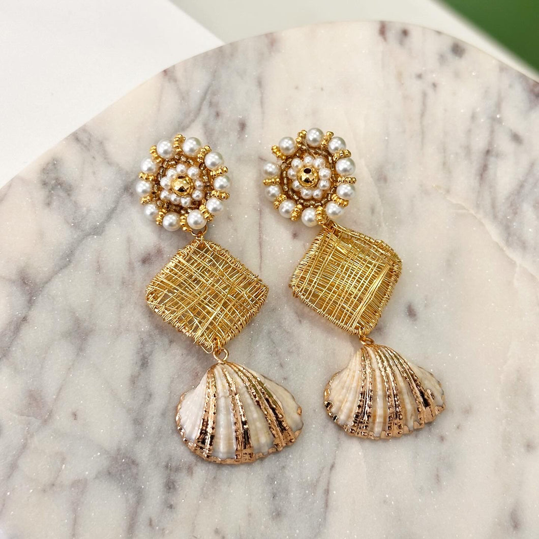 ARETES PERLAS TEJIDOS